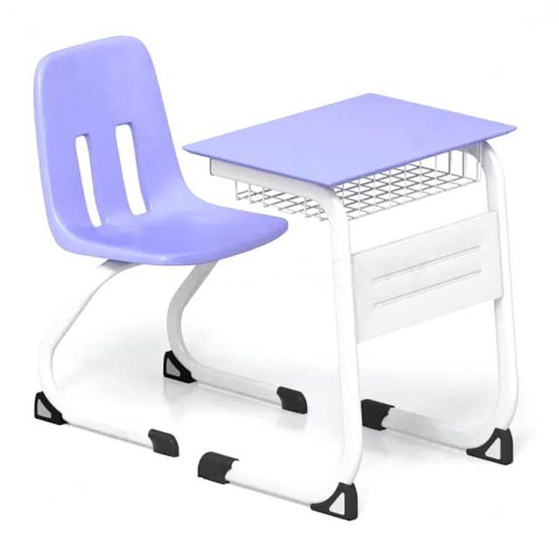 Set mobilier școlar compus din masă și scaun ergonomic alb cu mov