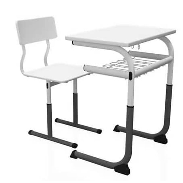 Set mobilier școlar ergonomic compus din scaun și masă culoare albă
