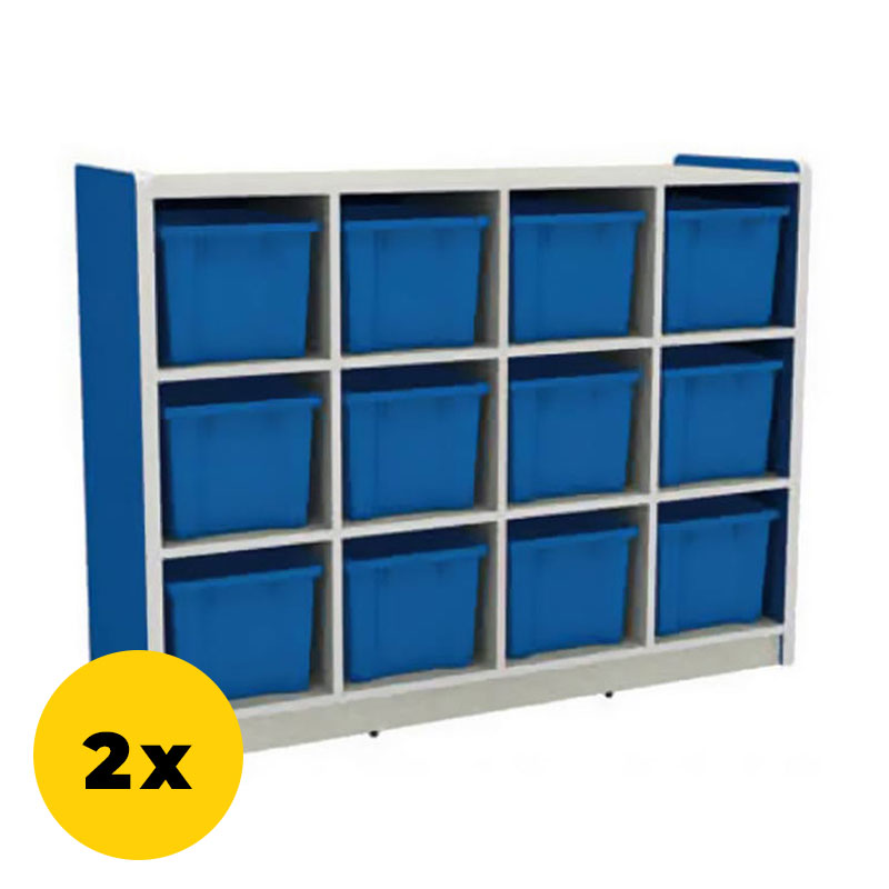 Cabinet cu 12 sertare glisante într-o nuanță de albastr